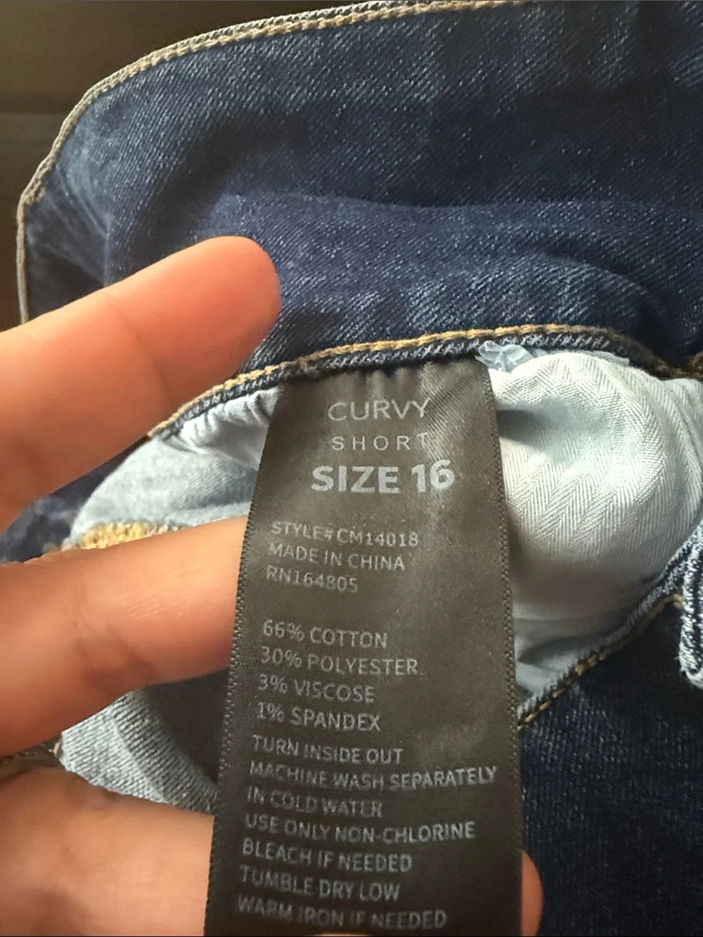 High-Waist Curvy Dark Blue Denim Shorts